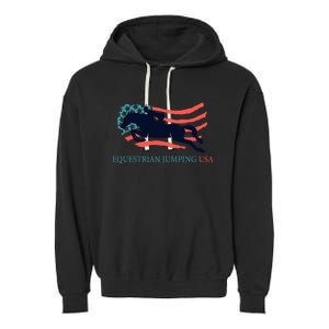 Horse Rider Equestrian Jumping Usa Team Coach American Flag Garment-Dyed Fleece Hoodie