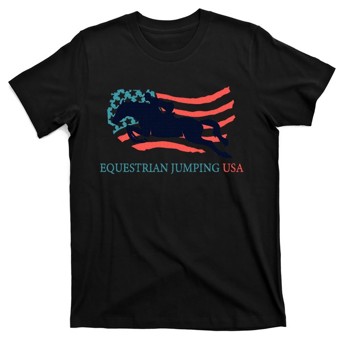 Horse Rider Equestrian Jumping Usa Team Coach American Flag T-Shirt