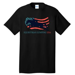 Horse Rider Equestrian Jumping Usa Team Coach American Flag Tall T-Shirt