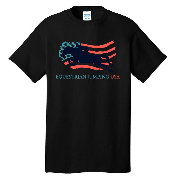 Horse Rider Equestrian Jumping Usa Team Coach American Flag Tall T-Shirt