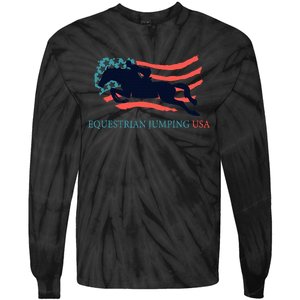 Horse Rider Equestrian Jumping Usa Team Coach American Flag Tie-Dye Long Sleeve Shirt