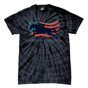 Horse Rider Equestrian Jumping Usa Team Coach American Flag Tie-Dye T-Shirt