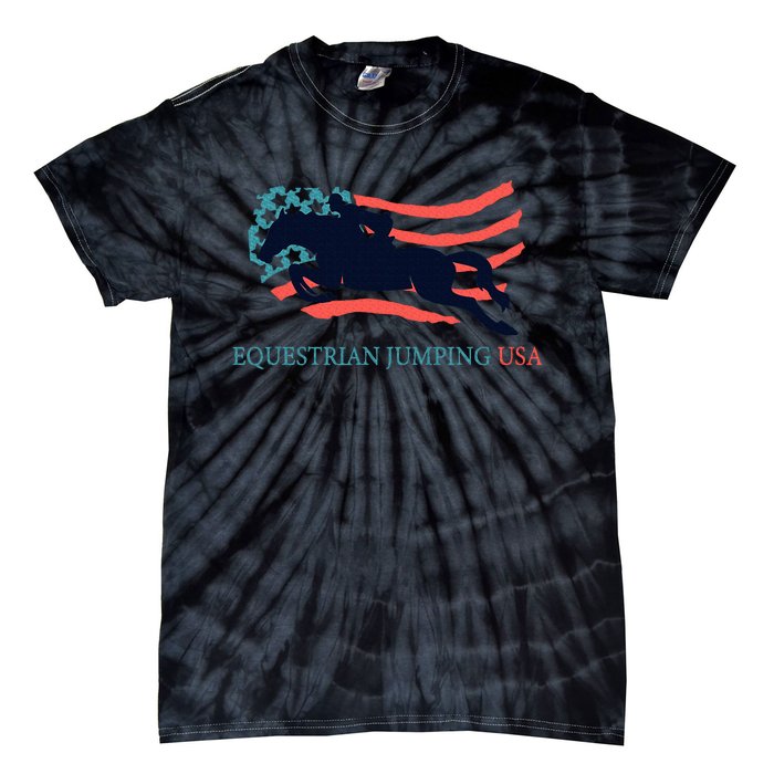 Horse Rider Equestrian Jumping Usa Team Coach American Flag Tie-Dye T-Shirt