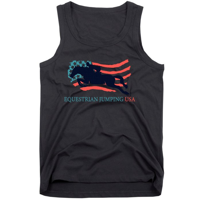 Horse Rider Equestrian Jumping Usa Team Coach American Flag Tank Top