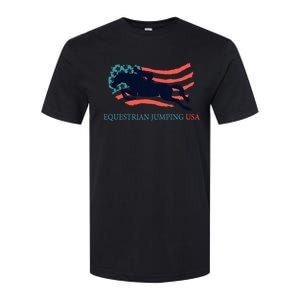 Horse Rider Equestrian Jumping Usa Team Coach American Flag Softstyle CVC T-Shirt