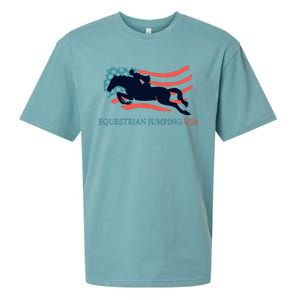 Horse Rider Equestrian Jumping Usa Team Coach American Flag Sueded Cloud Jersey T-Shirt