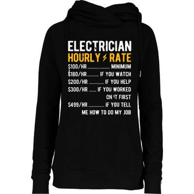 Hourly Rate Electricity Electrician Womens Funnel Neck Pullover Hood