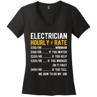 Hourly Rate Electricity Electrician Women's V-Neck T-Shirt