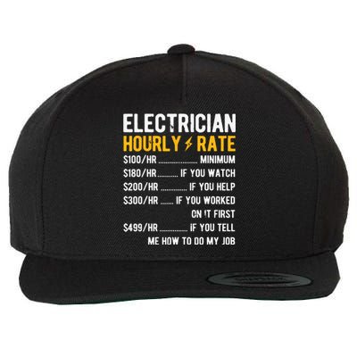 Hourly Rate Electricity Electrician Wool Snapback Cap