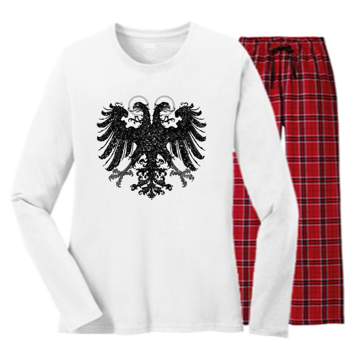 Holy Roman Empire Banner Flag Double Headed Eagle Women's Long Sleeve Flannel Pajama Set 