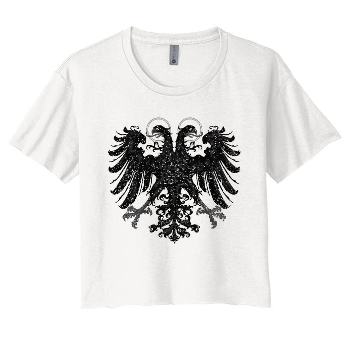 Holy Roman Empire Banner Flag Double Headed Eagle Women's Crop Top Tee