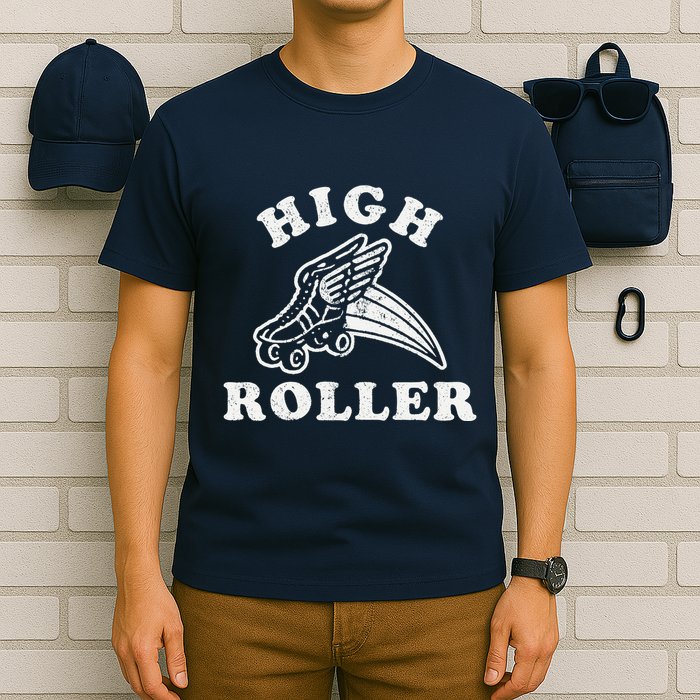 High Roller Funny Roller Skating Meme T-Shirt