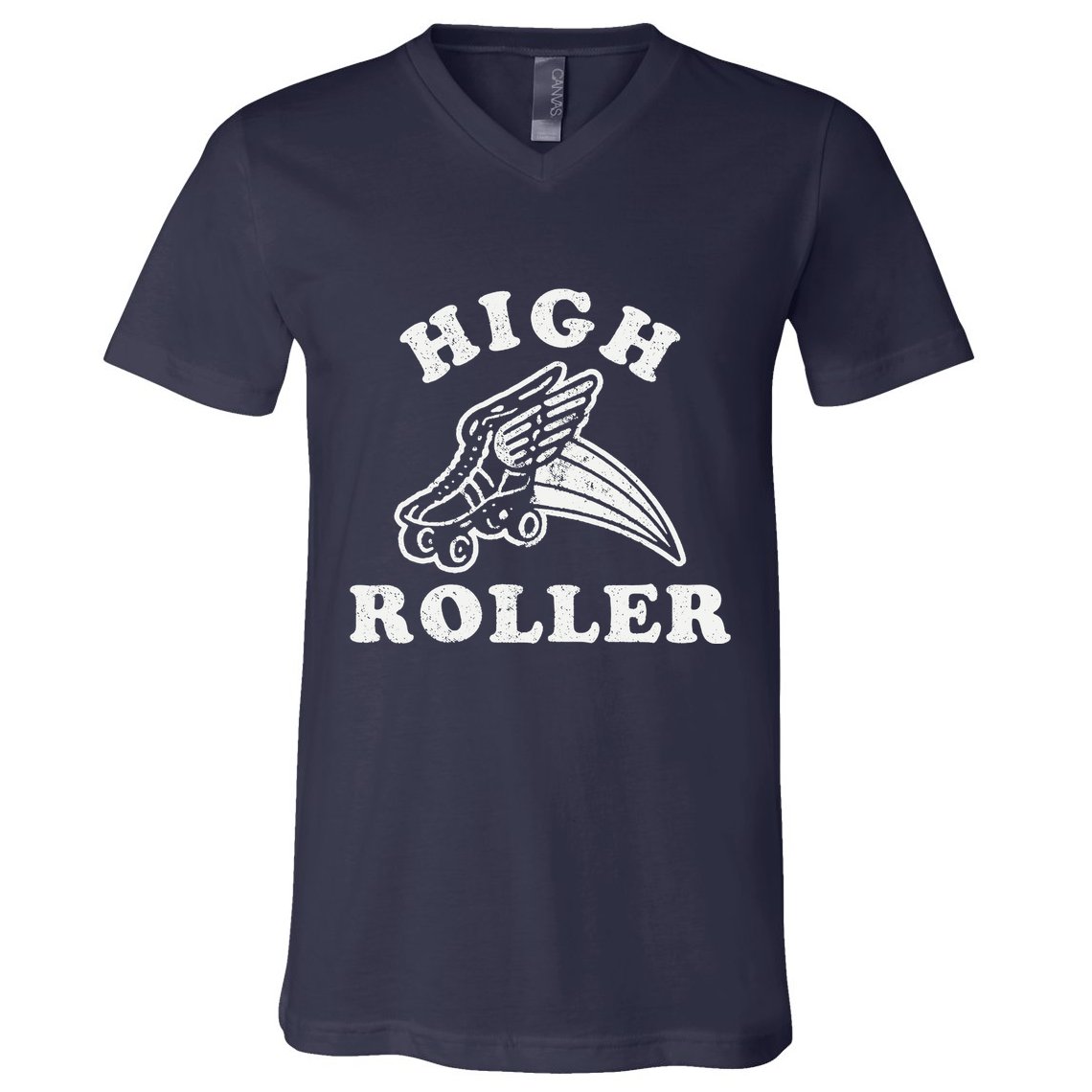 High Roller Funny Roller Skating Meme V-Neck T-Shirt