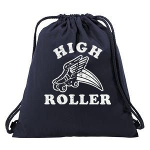 High Roller Funny Roller Skating Meme Drawstring Bag