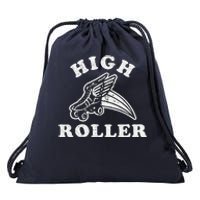 High Roller Funny Roller Skating Meme Drawstring Bag