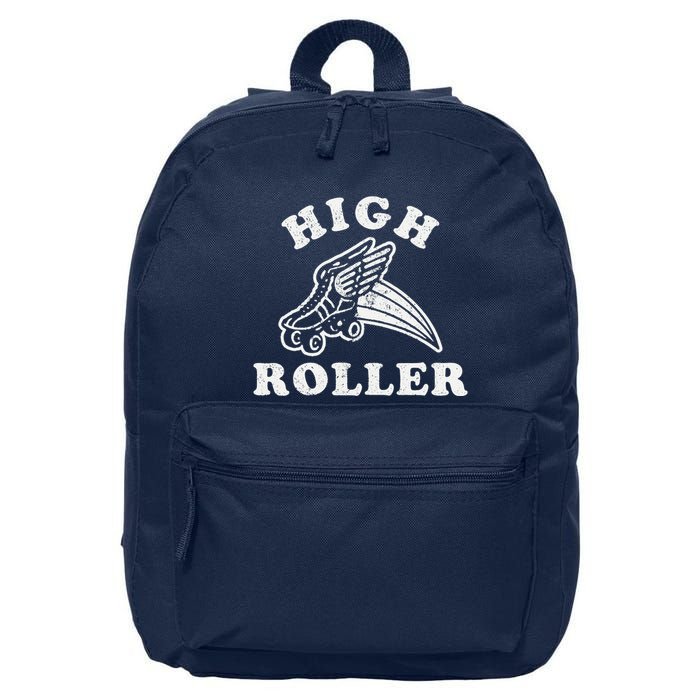 High Roller Funny Roller Skating Meme 16 in Basic Backpack