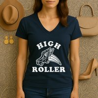 High Roller Funny Roller Skating Meme Women's V-Neck T-Shirt