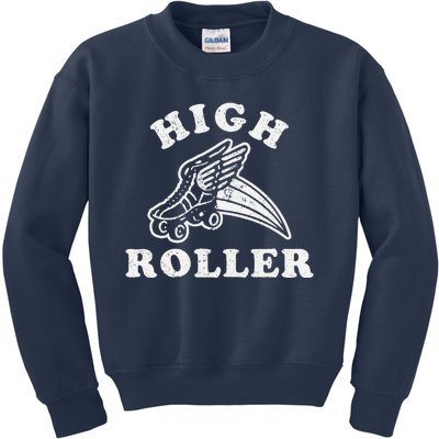 High Roller Funny Roller Skating Meme Kids Sweatshirt