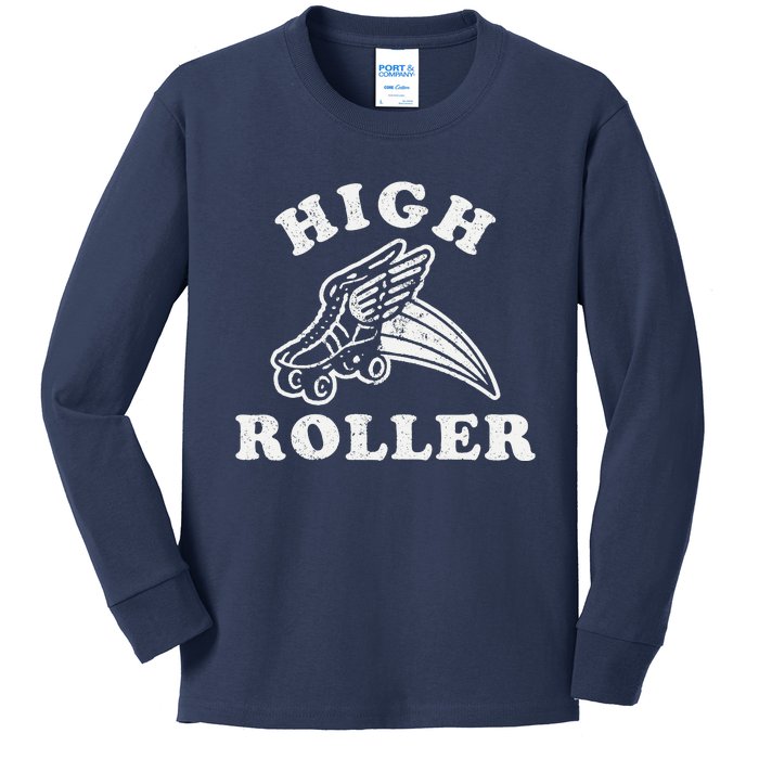 High Roller Funny Roller Skating Meme Kids Long Sleeve Shirt