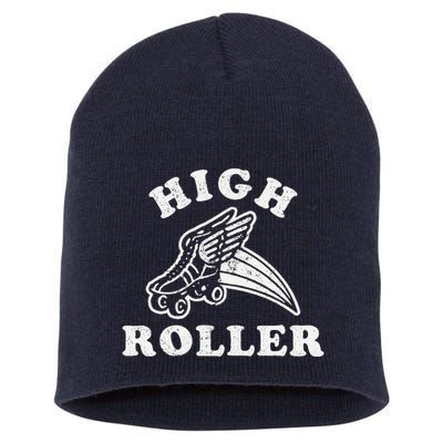 High Roller Funny Roller Skating Meme Short Acrylic Beanie