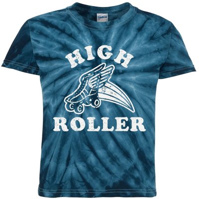 High Roller Funny Roller Skating Meme Kids Tie-Dye T-Shirt