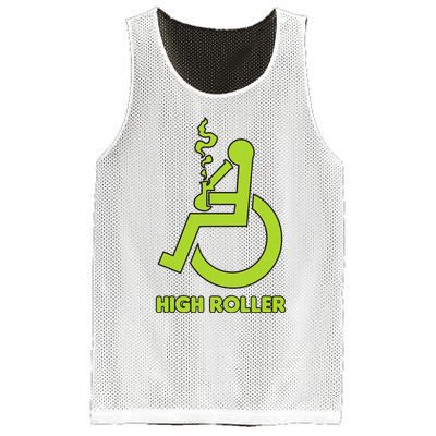 High Roller Funny Joke For People In A Wheelchair Mesh Reversible Basketball Jersey Tank