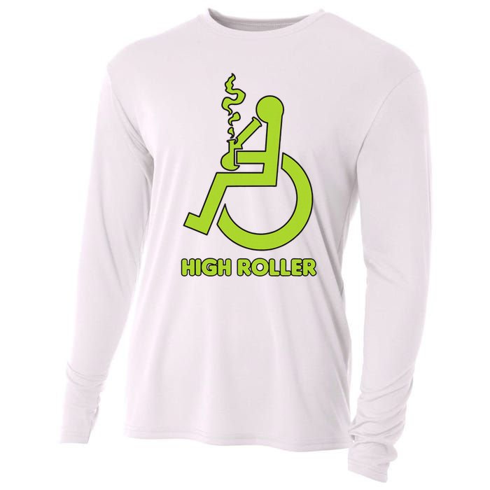 High Roller Funny Joke For People In A Wheelchair Cooling Performance Long Sleeve Crew