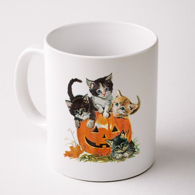 Halloween Retro Floral Cat Pumpkin Spooky Season Vintage 90s Gift Coffee Mug