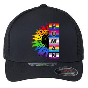 Human Rainbow Flower LGBT Pride Flexfit Unipanel Trucker Cap