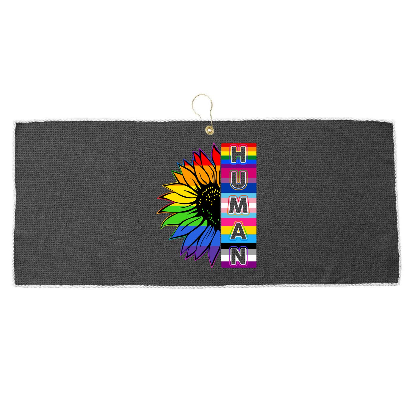 Human Rainbow Flower LGBT Pride Large Microfiber Waffle Golf Towel