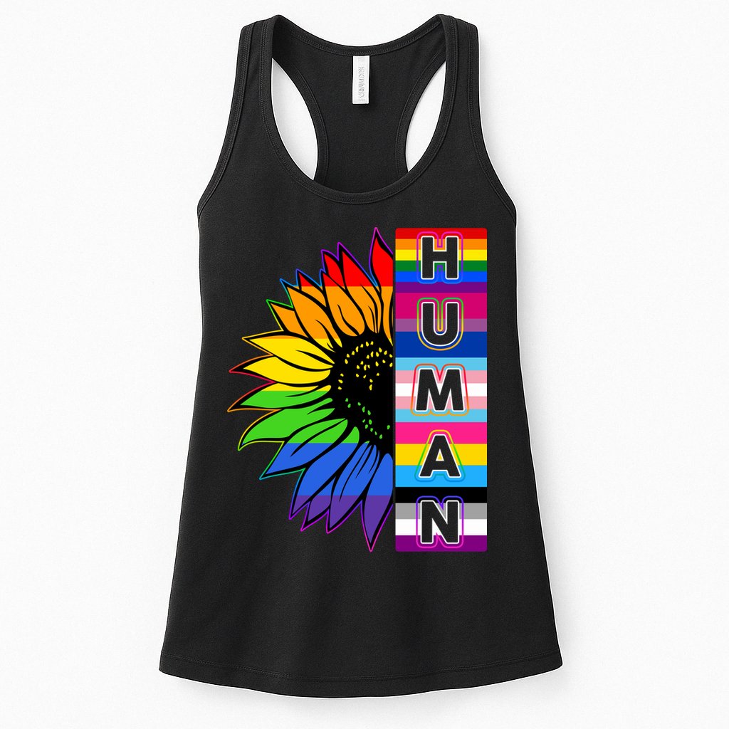 Human Rainbow Flower LGBT Pride Womens Tank Top