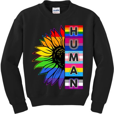 Human Rainbow Flower LGBT Pride Kids Sweatshirt