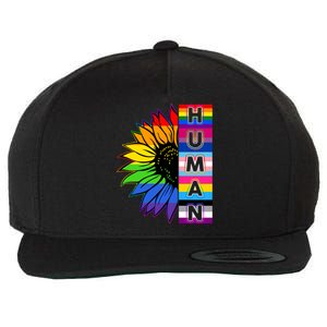 Human Rainbow Flower LGBT Pride Wool Snapback Cap