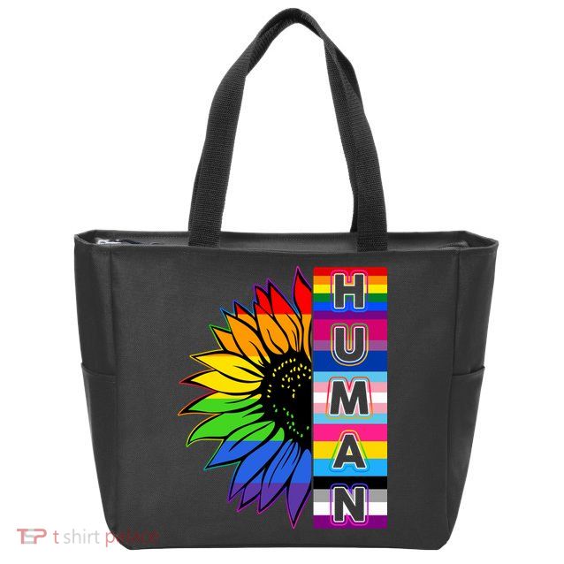 Human Rainbow Flower LGBT Pride Zip Tote Bag