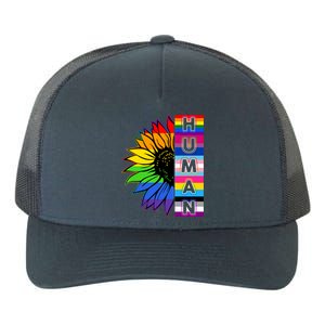 Human Rainbow Flower LGBT Pride Yupoong Adult 5-Panel Trucker Hat