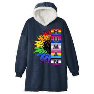 Human Rainbow Flower LGBT Pride Hooded Wearable Blanket