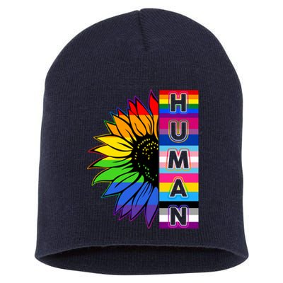 Human Rainbow Flower LGBT Pride Short Acrylic Beanie