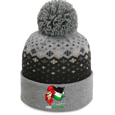 Human Rights Free Gaza Free Palestine Flag Arabic  The Baniff Cuffed Pom Beanie