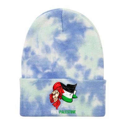 Human Rights Free Gaza Free Palestine Flag Arabic  Tie Dye 12in Knit Beanie