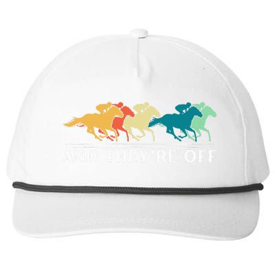 Horse Racing Funny And TheyRe Off Horse Racing Snapback Five-Panel Rope Hat