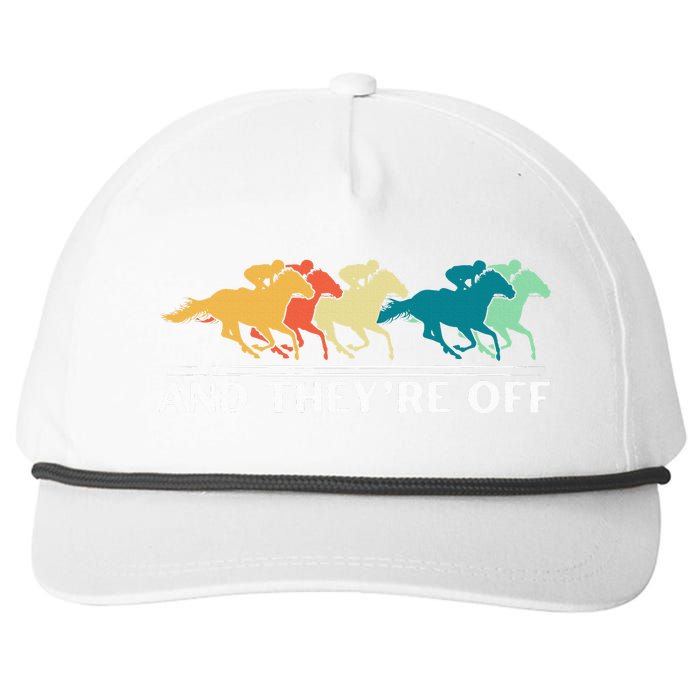 Horse Racing Funny And TheyRe Off Horse Racing Snapback Five-Panel Rope Hat