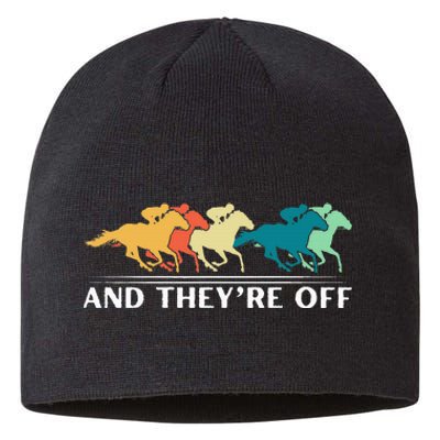 Horse Racing Funny And TheyRe Off Horse Racing Sustainable Beanie