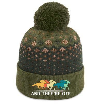 Horse Racing Funny And TheyRe Off Horse Racing The Baniff Cuffed Pom Beanie