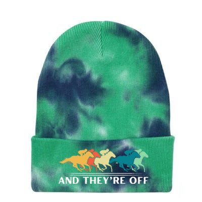 Horse Racing Funny And TheyRe Off Horse Racing Tie Dye 12in Knit Beanie