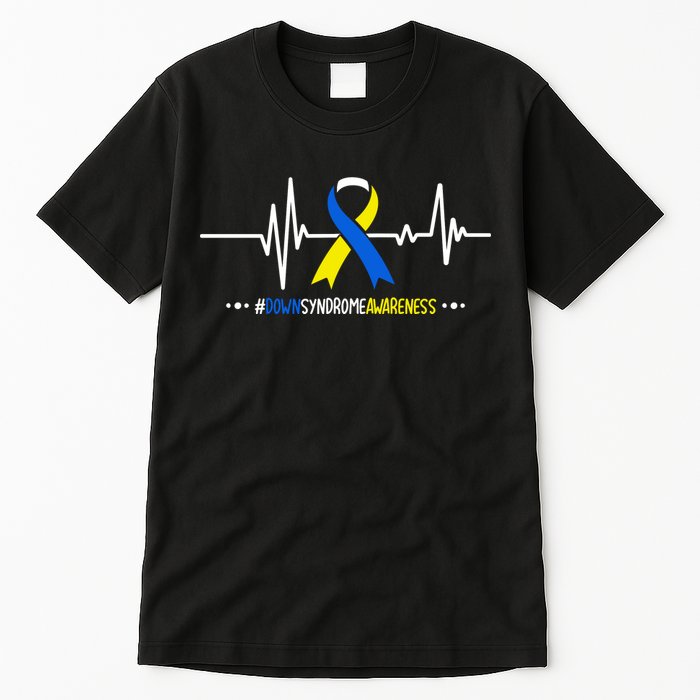 Heartbeat Ribbon For Down Syndrome Awareness Gift Tall T-Shirt