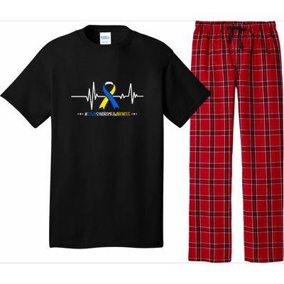 Heartbeat Ribbon For Down Syndrome Awareness Gift Pajama Set