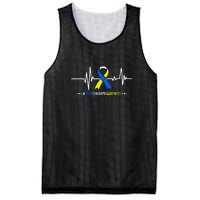 Heartbeat Ribbon For Down Syndrome Awareness Gift Mesh Reversible Basketball Jersey Tank