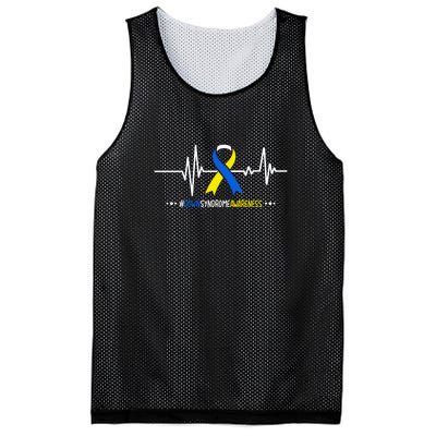 Heartbeat Ribbon For Down Syndrome Awareness Gift Mesh Reversible Basketball Jersey Tank