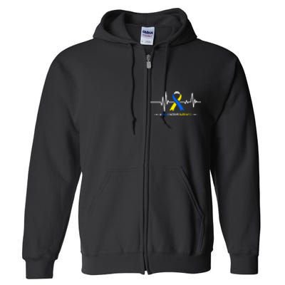 Heartbeat Ribbon For Down Syndrome Awareness Gift Full Zip Hoodie