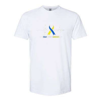 Heartbeat Ribbon For Down Syndrome Awareness Gift Softstyle CVC T-Shirt